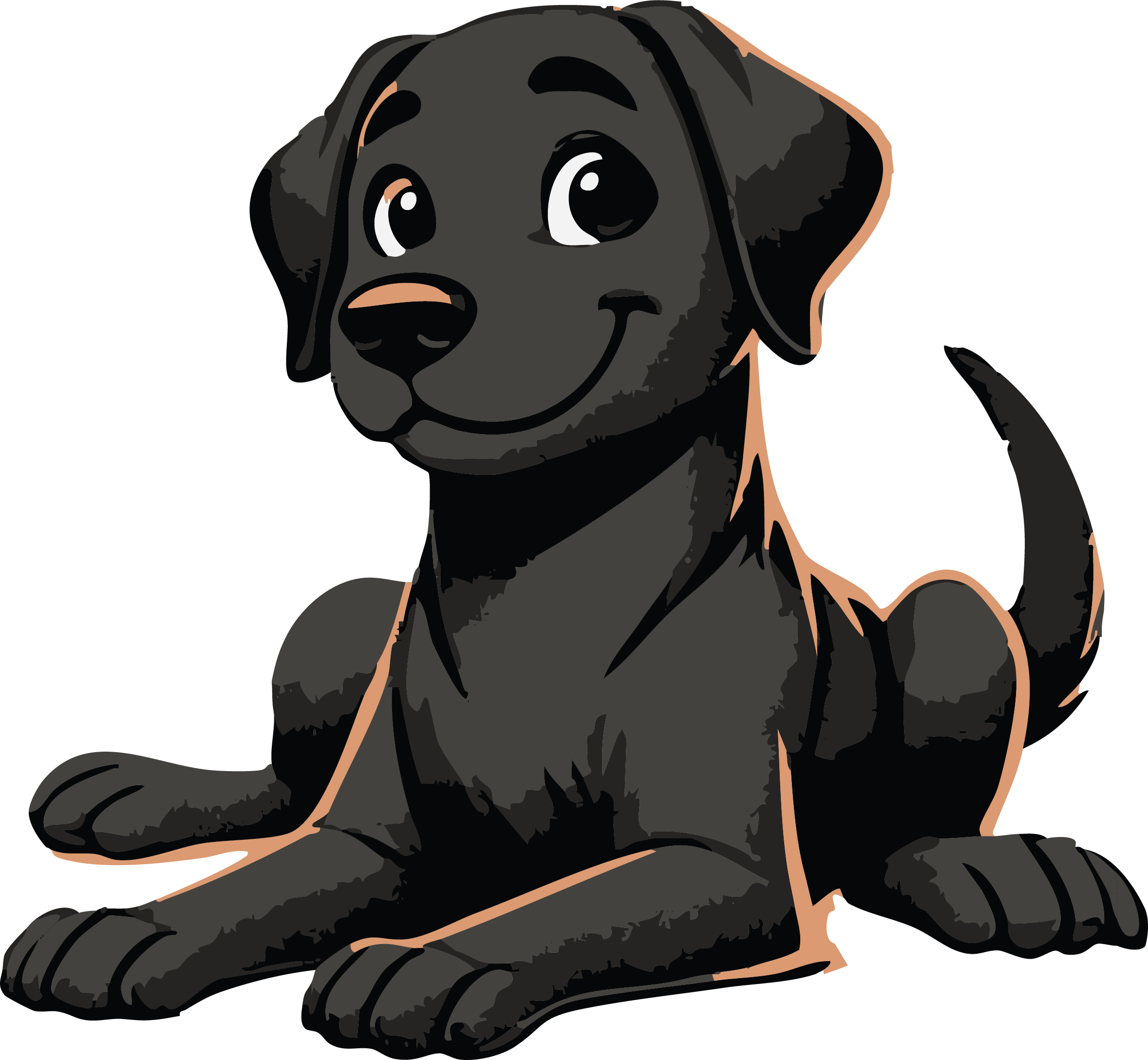 Grafik von einem sitzenden kleinen braunen Hund