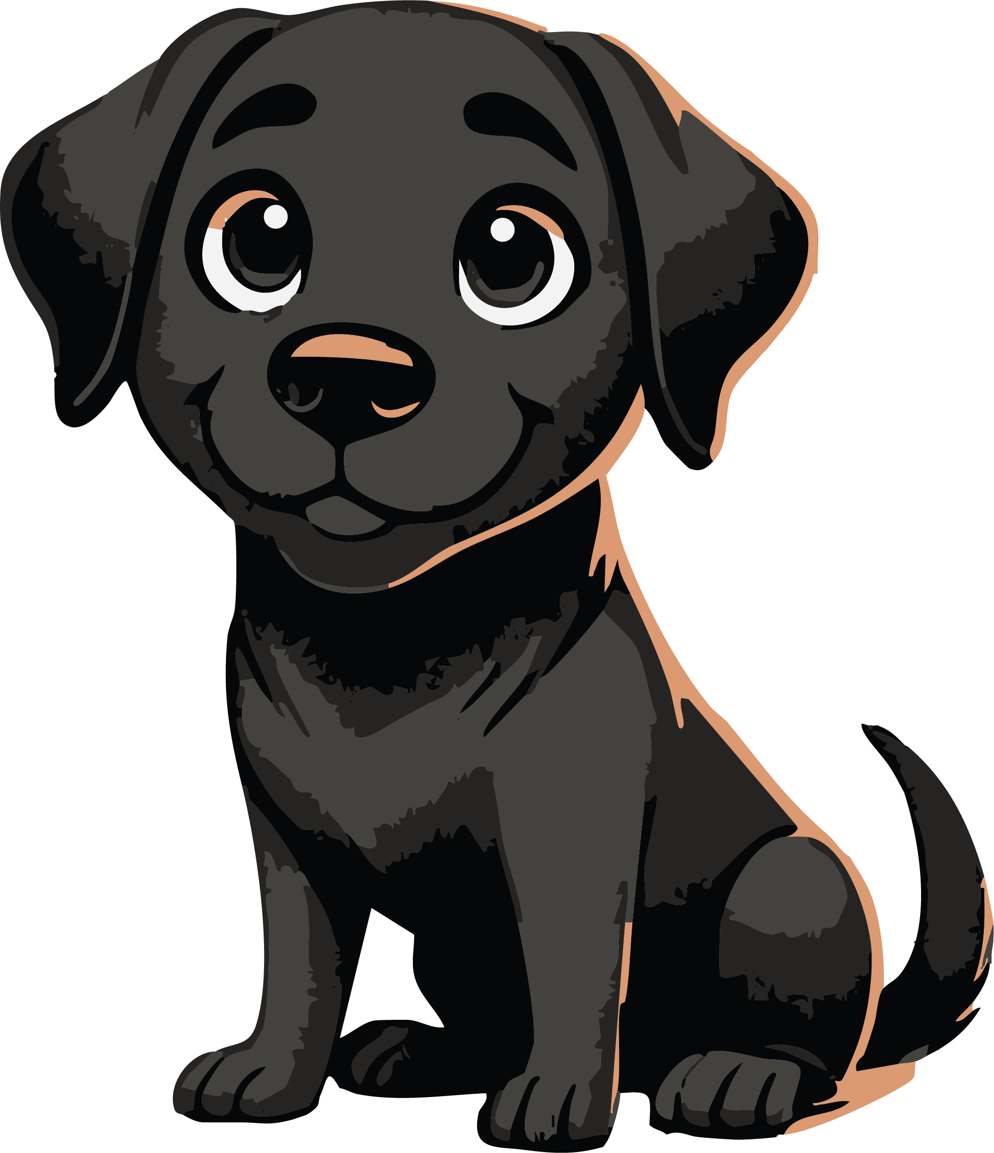 Grafik von einem sitzenden kleinen braunen Hund